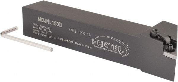 Hertel - MDJN, Left Hand Cut, 3° Lead Angle, 1" Shank Height x 1" Shank Width, Negative Rake Indexable Turning Toolholder - 6" OAL, DN..33. Insert Compatibility, Series Multi-Option - Benchmark Tooling