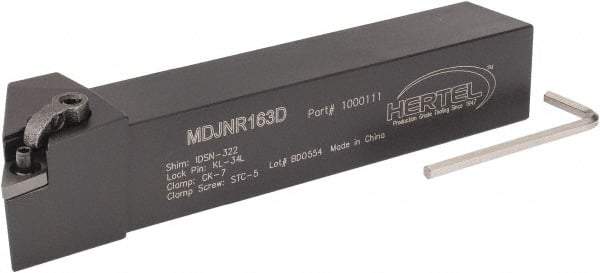 Hertel - MDJN, Right Hand Cut, 3° Lead Angle, 1" Shank Height x 1" Shank Width, Negative Rake Indexable Turning Toolholder - 6" OAL, DN..33. Insert Compatibility, Series Multi-Option - Benchmark Tooling