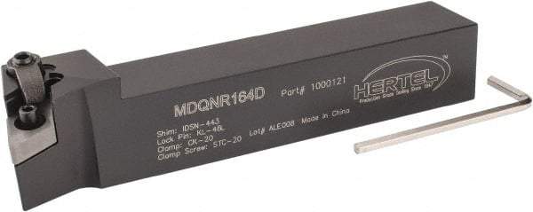 Hertel - MDQN, Right Hand Cut, 17.5° Lead Angle, 1" Shank Height x 1" Shank Width, Negative Rake Indexable Turning Toolholder - 6" OAL, DN..43. Insert Compatibility, Series Multi-Option - Benchmark Tooling