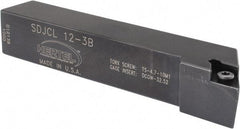 Hertel - SDJC, Left Hand Cut, 3° Lead Angle, 3/4" Shank Height x 3/4" Shank Width, Neutral Rake Indexable Turning Toolholder - 4-1/2" OAL, DC..32.5. Insert Compatibility, Series Screw-Type - Benchmark Tooling