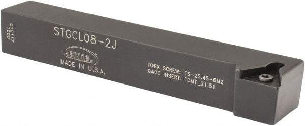 Hertel - STGC, Left Hand Cut, 3° Lead Angle, 1/2" Shank Height x 1/2" Shank Width, Neutral Rake Indexable Turning Toolholder - 3-1/2" OAL, TC..21.5. Insert Compatibility, Series Screw-Type - Benchmark Tooling