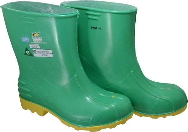 Dunlop Protective Footwear - Men's Size 9-10 Medium Width Steel Knee Boot - Green, PVC Upper, 11" High, Chemical Resistant, Non-Slip - Benchmark Tooling