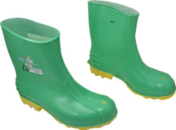 Dunlop Protective Footwear - Men's Size 13-15 Medium Width Steel Knee Boot - Green, PVC Upper, 11" High, Chemical Resistant, Non-Slip - Benchmark Tooling