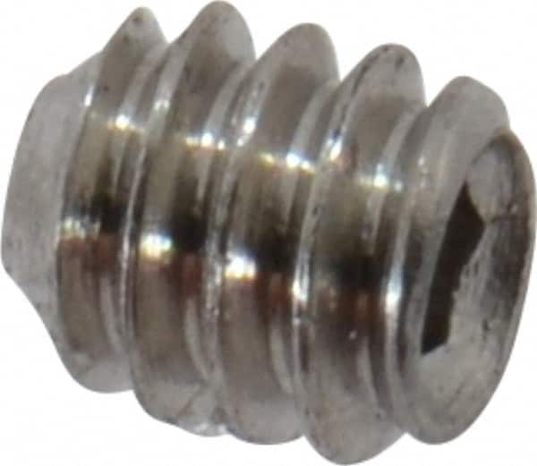 Value Collection - #0-80 UNF, 1/16" OAL, Cup Point Set Screw - Grade 18-8 Stainless Steel, 0.028" Key - Benchmark Tooling