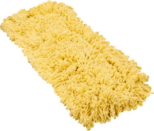 Rubbermaid - 24" Long x 5" Wide Yarn Blend Dust Mop Head - Envelope Connection, Yellow, Looped Head - Benchmark Tooling