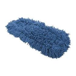 Rubbermaid - 18" Long x 5" Wide Synthetic Dust Mop Head - Slip-On/Slip-Through Backing, Blue, Twisted Loop Head - Benchmark Tooling