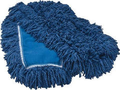 Rubbermaid - 36" Long x 5" Wide Synthetic Dust Mop Head - Slip-On/Slip-Through Backing, Blue, Twisted Loop Head - Benchmark Tooling