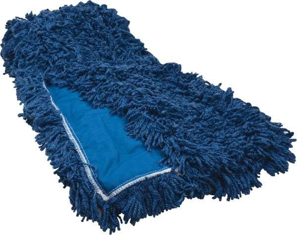 Rubbermaid - 60" Long x 5" Wide Synthetic Dust Mop Head - Slip-On/Slip-Through Backing, Blue, Twisted Loop Head - Benchmark Tooling