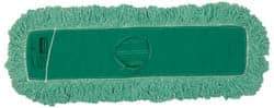 Rubbermaid - 48" Long x 5" Wide Yarn Blend Dust Mop Head - Slip-On/Slip-Through Backing, Green, Twisted Loop Head, Anti-Microbial - Benchmark Tooling