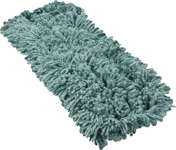 Rubbermaid - 24" Long x 5" Wide Yarn Blend Dust Mop Head - Slip-On/Slip-Through Backing, Green, Twisted Loop Head, Anti-Microbial - Benchmark Tooling