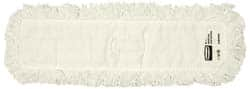 Rubbermaid - 36" Long x 5" Wide Cotton Yarn Dust Mop Head - Slip-On/Slip-Through Backing, White, Twisted Loop Head - Benchmark Tooling