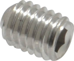 Value Collection - #10-32 UNF, 1/4" OAL, Cup Point Set Screw - Grade 18-8 Stainless Steel, 3/32" Key - Benchmark Tooling