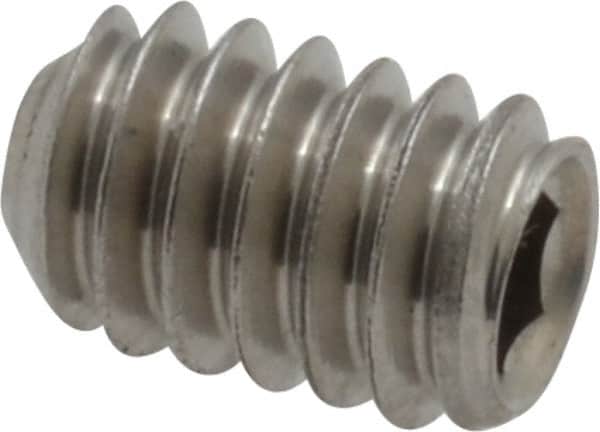 Value Collection - 1/4-20 UNC, 3/8" OAL, Cup Point Set Screw - Grade 18-8 Stainless Steel, 1/8" Key - Benchmark Tooling