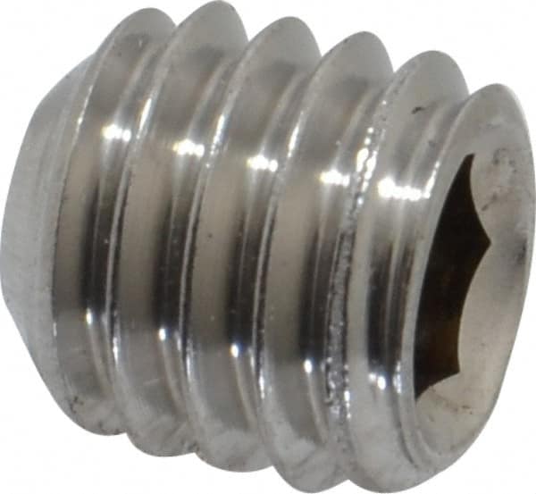 Value Collection - 3/8-16 UNC, 3/8" OAL, Cup Point Set Screw - Grade 18-8 Stainless Steel, 3/16" Key - Benchmark Tooling