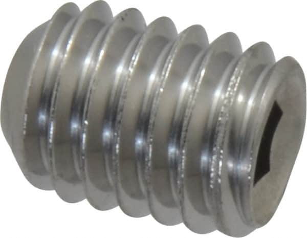 Value Collection - 3/8-16 UNC, 1/2" OAL, Cup Point Set Screw - Grade 18-8 Stainless Steel, 3/16" Key - Benchmark Tooling