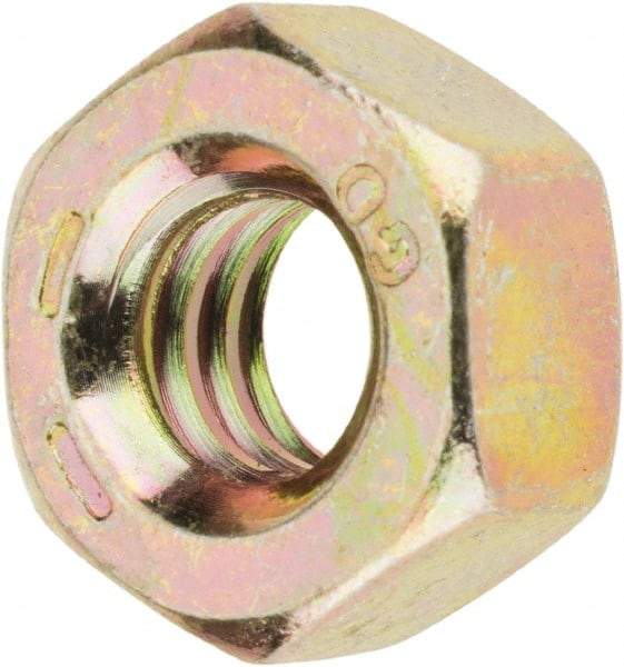 Value Collection - 1/4-20 UNC Steel Right Hand Hex Nut - 7/16" Across Flats, 7/32" High, Zinc Yellow Dichromate Finish - Benchmark Tooling