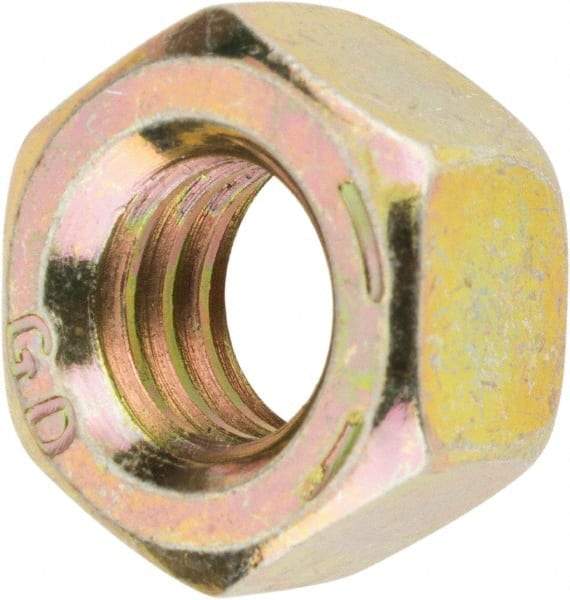 Value Collection - 5/16-18 UNC Steel Right Hand Hex Nut - 1/2" Across Flats, 17/64" High, Zinc Yellow Dichromate Finish - Benchmark Tooling