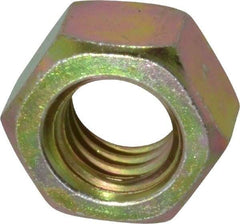 Value Collection - 7/16-14 UNC Steel Right Hand Hex Nut - 11/16" Across Flats, 3/8" High, Zinc Yellow Dichromate Finish - Benchmark Tooling