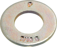 Value Collection - 7/16" Screw, Grade 8 Steel SAE Flat Washer - 15/32" ID x 59/64" OD, 1/16" Thick, Zinc Yellow Dichromate Finish - Benchmark Tooling