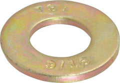 Value Collection - 9/16" Screw, Grade 8 Steel SAE Flat Washer - 19/32" ID x 1-3/16" OD, 3/32" Thick, Zinc Yellow Dichromate Finish - Benchmark Tooling