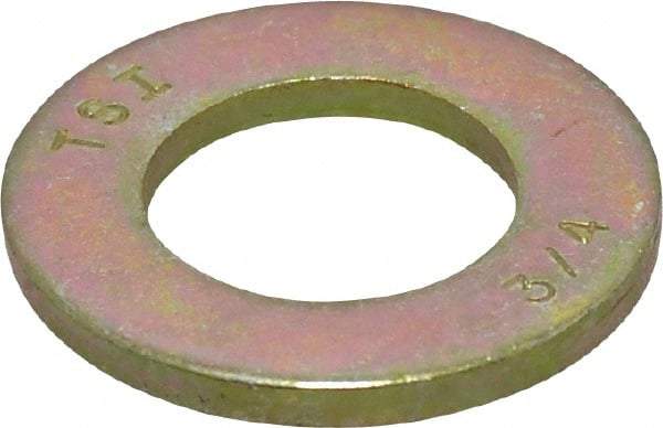 Value Collection - 3/4" Screw, Grade 8 Steel SAE Flat Washer - 13/16" ID x 1-1/2" OD, 9/64" Thick, Zinc Yellow Dichromate Finish - Benchmark Tooling