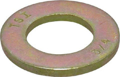 Value Collection - 3/4" Screw, Grade 8 Steel SAE Flat Washer - 13/16" ID x 1-1/2" OD, 9/64" Thick, Zinc Yellow Dichromate Finish - Benchmark Tooling