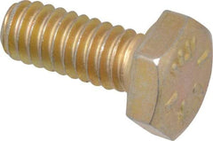 Made in USA - 1/4-20 UNC, 5/8" Length Under Head Hex Head Cap Screw - Fully Threaded, Grade 8 Alloy Steel, Zinc Yellow Dichromate Finish, 7/16" Hex - Benchmark Tooling