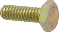 Made in USA - 1/4-20 UNC, 3/4" Length Under Head Hex Head Cap Screw - Fully Threaded, Grade 8 Alloy Steel, Zinc Yellow Dichromate Finish, 7/16" Hex - Benchmark Tooling