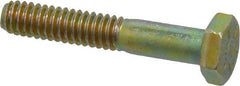 Made in USA - 1/4-20 UNC, 1-1/2" Length Under Head Hex Head Cap Screw - Partially Threaded, Grade 8 Alloy Steel, Zinc Yellow Dichromate Finish, 7/16" Hex - Benchmark Tooling