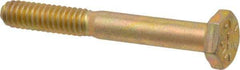 Made in USA - 1/4-20 UNC, 2" Length Under Head Hex Head Cap Screw - Partially Threaded, Grade 8 Alloy Steel, Zinc Yellow Dichromate Finish, 7/16" Hex - Benchmark Tooling