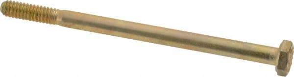 Made in USA - 1/4-20 UNC, 4" Length Under Head Hex Head Cap Screw - Partially Threaded, Grade 8 Alloy Steel, Zinc Yellow Dichromate Finish, 7/16" Hex - Benchmark Tooling