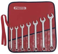 Proto - 7 Piece, 3/8 to 3/4", 12 Point, Combination Wrench Set - Inch System of Measurement, Full Polish Finish, Comes in Vinyl Roll - Benchmark Tooling