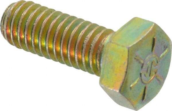 Made in USA - 5/16-18 UNC, 7/8" Length Under Head Hex Head Cap Screw - Fully Threaded, Grade 8 Alloy Steel, Zinc Yellow Dichromate Finish, 1/2" Hex - Benchmark Tooling