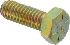 Made in USA - 5/16-18 UNC, 7/8" Length Under Head Hex Head Cap Screw - Fully Threaded, Grade 8 Alloy Steel, Zinc Yellow Dichromate Finish, 1/2" Hex - Benchmark Tooling