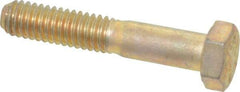 Made in USA - 5/16-18 UNC, 1-3/4" Length Under Head Hex Head Cap Screw - Partially Threaded, Grade 8 Alloy Steel, Zinc Yellow Dichromate Finish, 1/2" Hex - Benchmark Tooling
