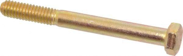 Made in USA - 5/16-18 UNC, 3" Length Under Head Hex Head Cap Screw - Partially Threaded, Grade 8 Alloy Steel, Zinc Yellow Dichromate Finish, 1/2" Hex - Benchmark Tooling