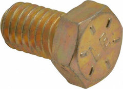 Made in USA - 3/8-16 UNC, 5/8" Length Under Head Hex Head Cap Screw - Fully Threaded, Grade 8 Alloy Steel, Zinc Yellow Dichromate Finish, 9/16" Hex - Benchmark Tooling