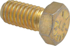 Made in USA - 3/8-16 UNC, 3/4" Length Under Head Hex Head Cap Screw - Fully Threaded, Grade 8 Alloy Steel, Zinc Yellow Dichromate Finish, 9/16" Hex - Benchmark Tooling