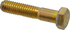 Made in USA - 3/8-16 UNC, 1-3/4" Length Under Head Hex Head Cap Screw - Partially Threaded, Grade 8 Alloy Steel, Zinc Yellow Dichromate Finish, 9/16" Hex - Benchmark Tooling