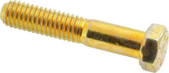 Made in USA - 3/8-16 UNC, 2" Length Under Head Hex Head Cap Screw - Partially Threaded, Grade 8 Alloy Steel, Zinc Yellow Dichromate Finish, 9/16" Hex - Benchmark Tooling