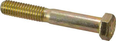 Made in USA - 3/8-16 UNC, 2-1/2" Length Under Head Hex Head Cap Screw - Partially Threaded, Grade 8 Alloy Steel, Zinc Yellow Dichromate Finish, 9/16" Hex - Benchmark Tooling