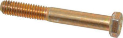 Made in USA - 3/8-16 UNC, 2-3/4" Length Under Head Hex Head Cap Screw - Partially Threaded, Grade 8 Alloy Steel, Zinc Yellow Dichromate Finish, 9/16" Hex - Benchmark Tooling