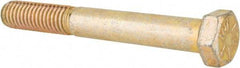 Made in USA - 3/8-16 UNC, 3" Length Under Head Hex Head Cap Screw - Partially Threaded, Grade 8 Alloy Steel, Zinc Yellow Dichromate Finish, 9/16" Hex - Benchmark Tooling