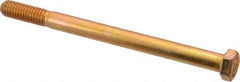 Made in USA - 3/8-16 UNC, 5" Length Under Head Hex Head Cap Screw - Partially Threaded, Grade 8 Alloy Steel, Zinc Yellow Dichromate Finish, 9/16" Hex - Benchmark Tooling