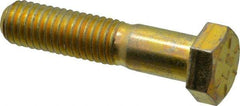 Made in USA - 1/2-13 UNC, 2-1/4" Length Under Head Hex Head Cap Screw - Partially Threaded, Grade 8 Alloy Steel, Zinc Yellow Dichromate Finish, 3/4" Hex - Benchmark Tooling