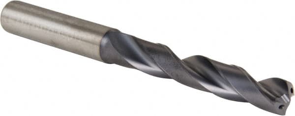 Kennametal - 23/64" 140° Solid Carbide Jobber Drill - TiAlN Finish, Right Hand Cut, Spiral Flute, Straight Shank, 4.0551" OAL, Standard Point - Benchmark Tooling