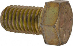 Made in USA - 9/16-12 UNC, 1" Length Under Head Hex Head Cap Screw - Fully Threaded, Grade 8 Alloy Steel, Zinc Yellow Dichromate Finish, 13/16" Hex - Benchmark Tooling