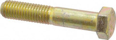 Made in USA - 9/16-12 UNC, 3" Length Under Head Hex Head Cap Screw - Partially Threaded, Grade 8 Alloy Steel, Zinc Yellow Dichromate Finish, 13/16" Hex - Benchmark Tooling