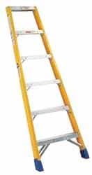 Made in USA - 12 Ft. High, Type IA Rating, Fiberglass Shelf Ladder - Benchmark Tooling