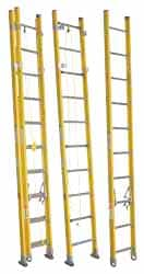 Made in USA - 28' High, Type IAA Rating, Fiberglass Extension Ladder - Benchmark Tooling